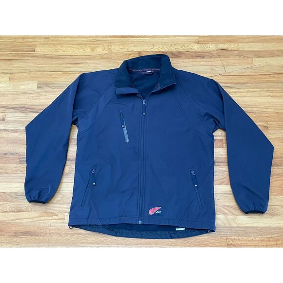 Red Wing Men's Jacket Windbreaker Soft Shell Zip-Up Polar Fleece Lined L Blue